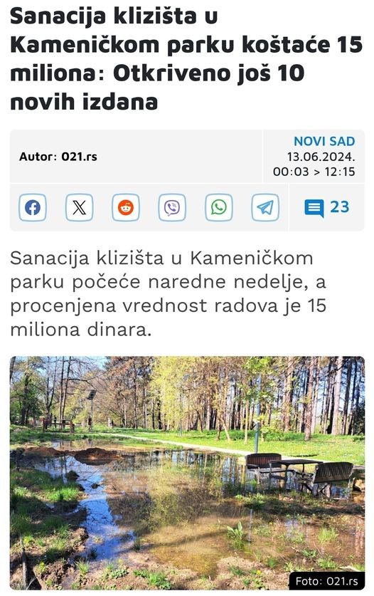 Tražimo hitnu sanaciju Kameničkog parka!